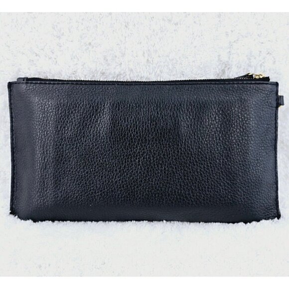 MICHAEL KORS Black Pebble Leather Jet Set Large Travel Clutch Wallet Wristlet - Picture 3 of 14